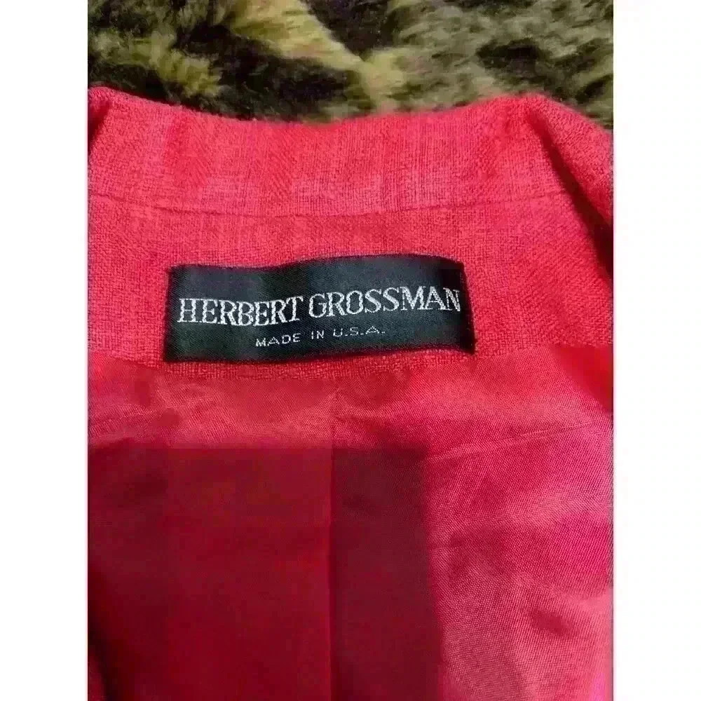 Vintage Herbert Grossman Blazer Women's Size 8 Linen Hot Pink 80's Barbie Work - Picture 9 of 11